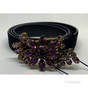 Ralph Lauren suede belt with jeweled buckle